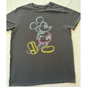 Disney‎ Mickey Mouse Graphic T-Shirt Black Crew Neck Short Sleeve Top
